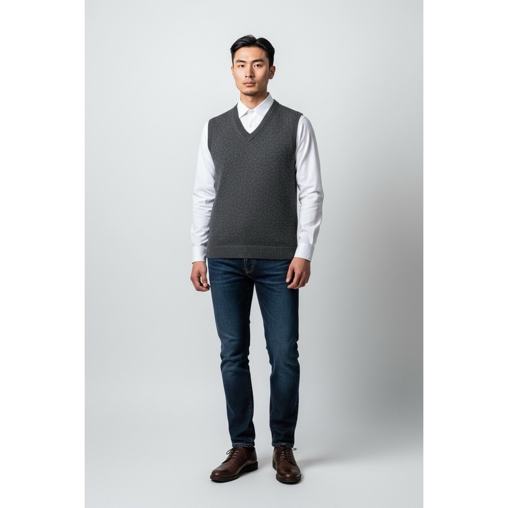 Woolrich 9334 Mens Wool Sweater Vest Gray Size XL V-Neck Onyx Heather Gray - Picture 5 of 8